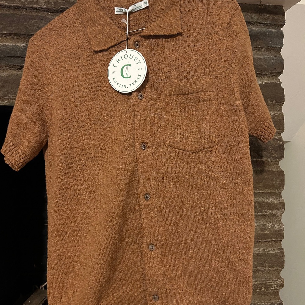Criquet Tan Knit Polo Shirt